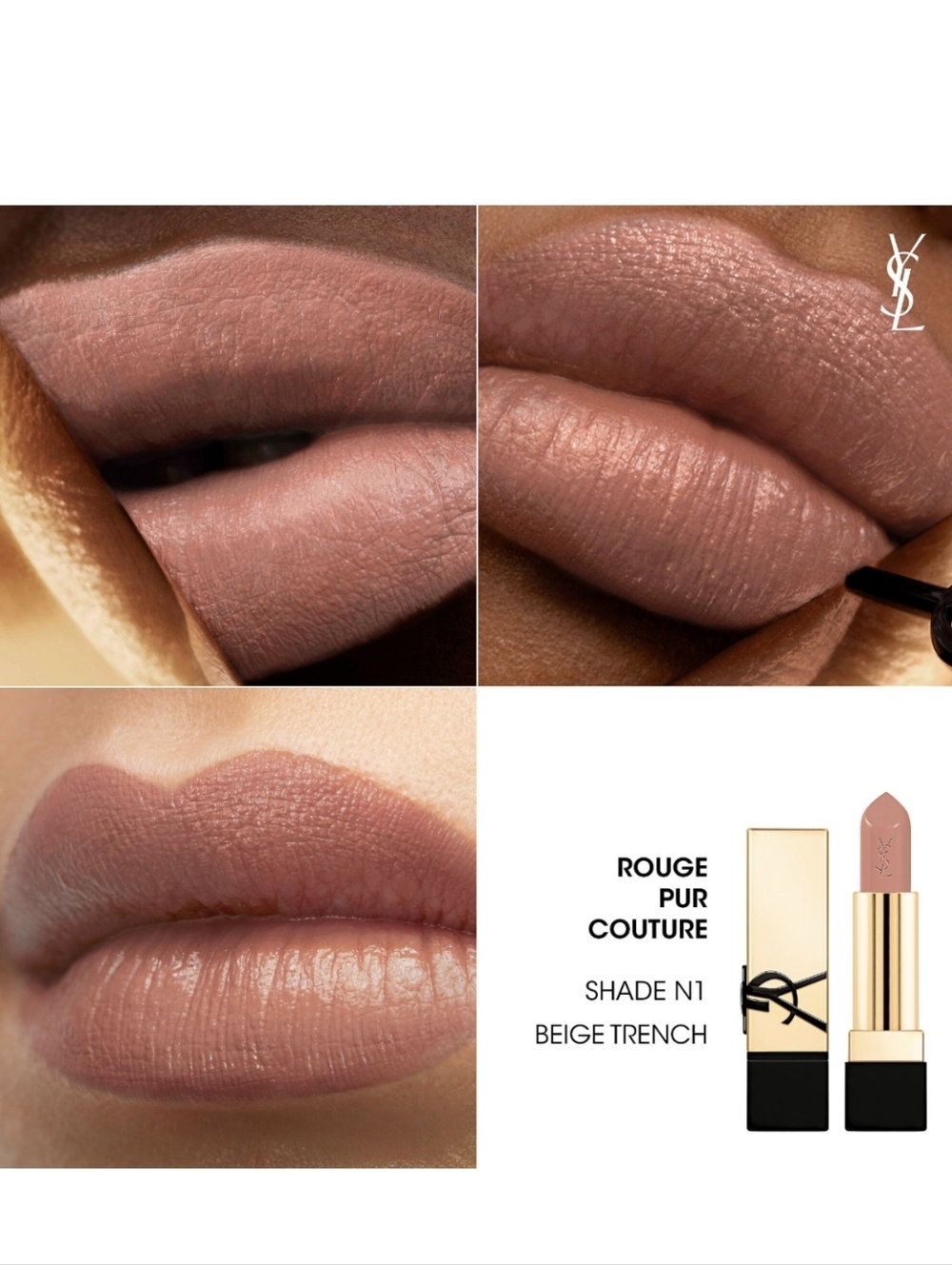 Yves Saint Laurent Rouge Pur Couture Satin Lipstick: Beige Trench (N1) .04oz NIB - Picture 2 of 6